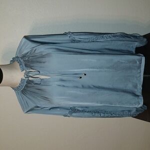 MARC New York satin peasant blouse with ruffle sleeves